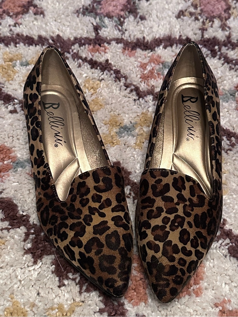 Bellini Leopard Print Pointed Toe Kitten Heels